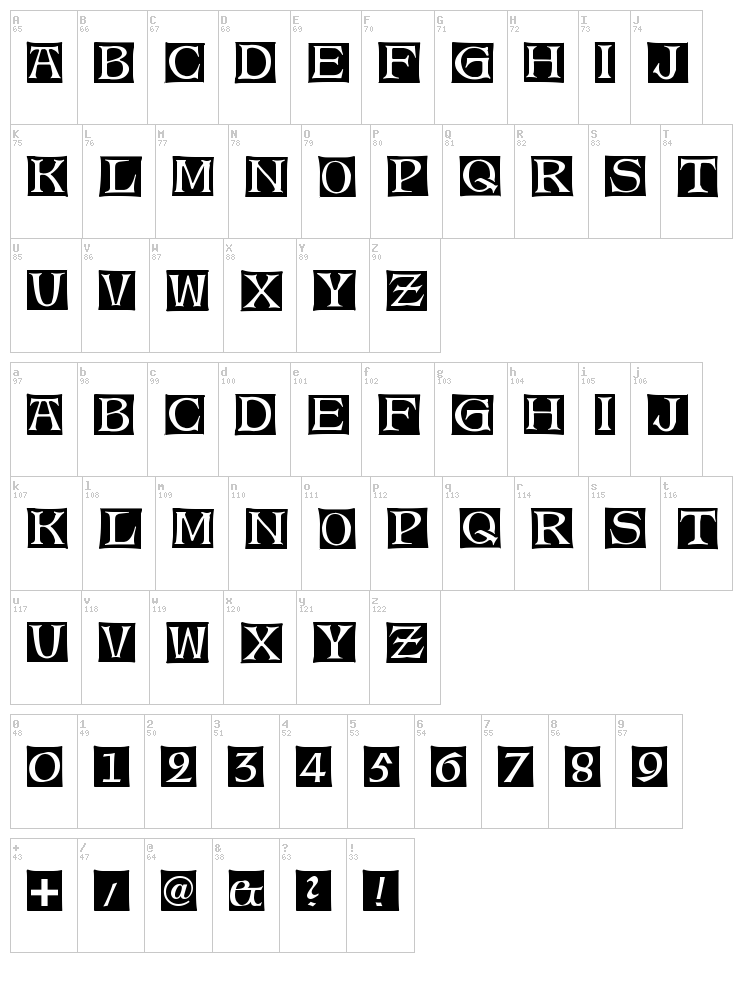Alte Caps font map